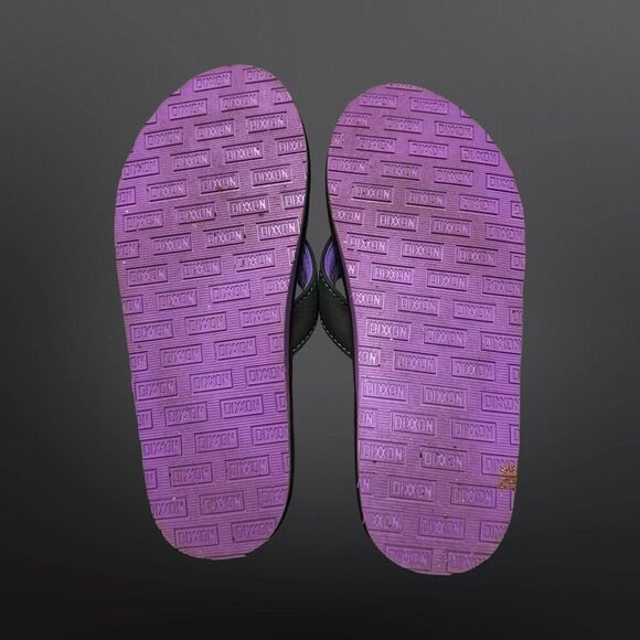 Unisex Dixxon Black & Purple Leather Flip Flop Sandals Size M 9 W 10.5 - Picture 4 of 8